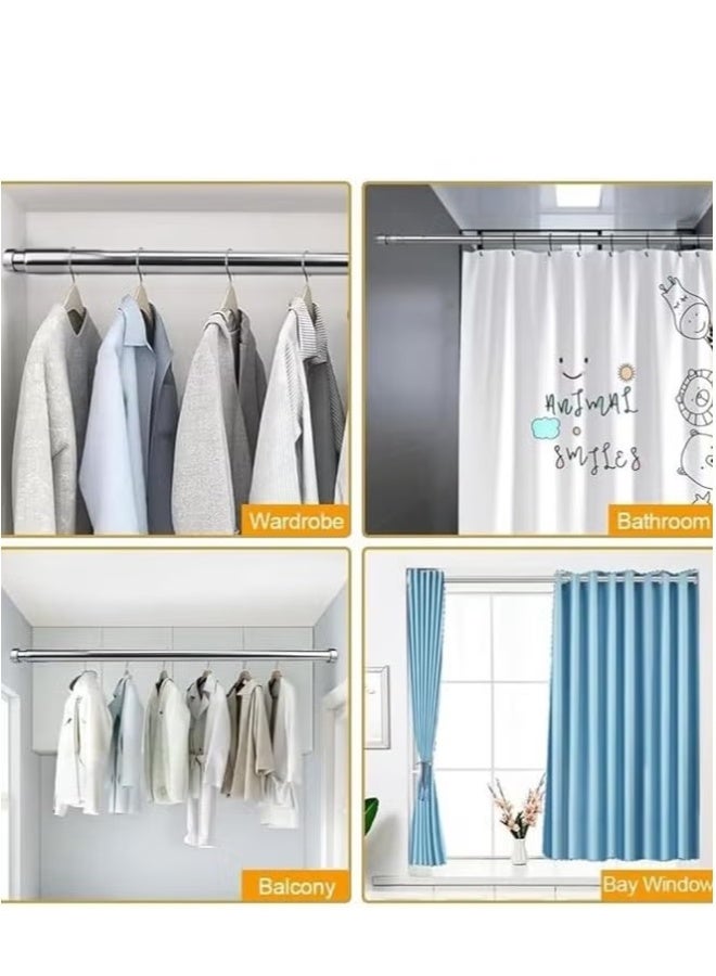 مونكان قضيب ستارة قابل للتعديل والتمديد مصنوع من الفولاذ المقاوم للصدأ، وقضيب تعليق ملابس تلسكوبي مع مقابس طرفية ومسامير، ومقاوم للصدأ، مناسب للخزائن، والحمامات، والشرفات، والنوافذ (56 - 100 سم) - Image 3